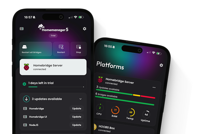 Mockup of Homemanager Version 5 on mobile devices.